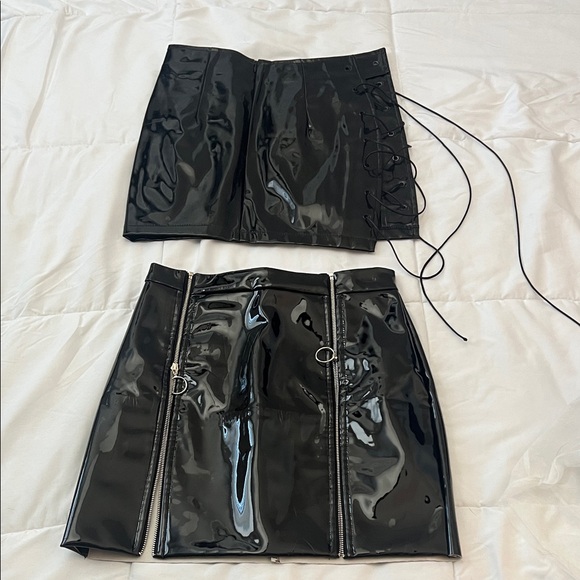 Danielle Guizio Dresses & Skirts - Set of 2 Black Patent Leather Skirts- Oh Polly & Danielle Guizio XS/S